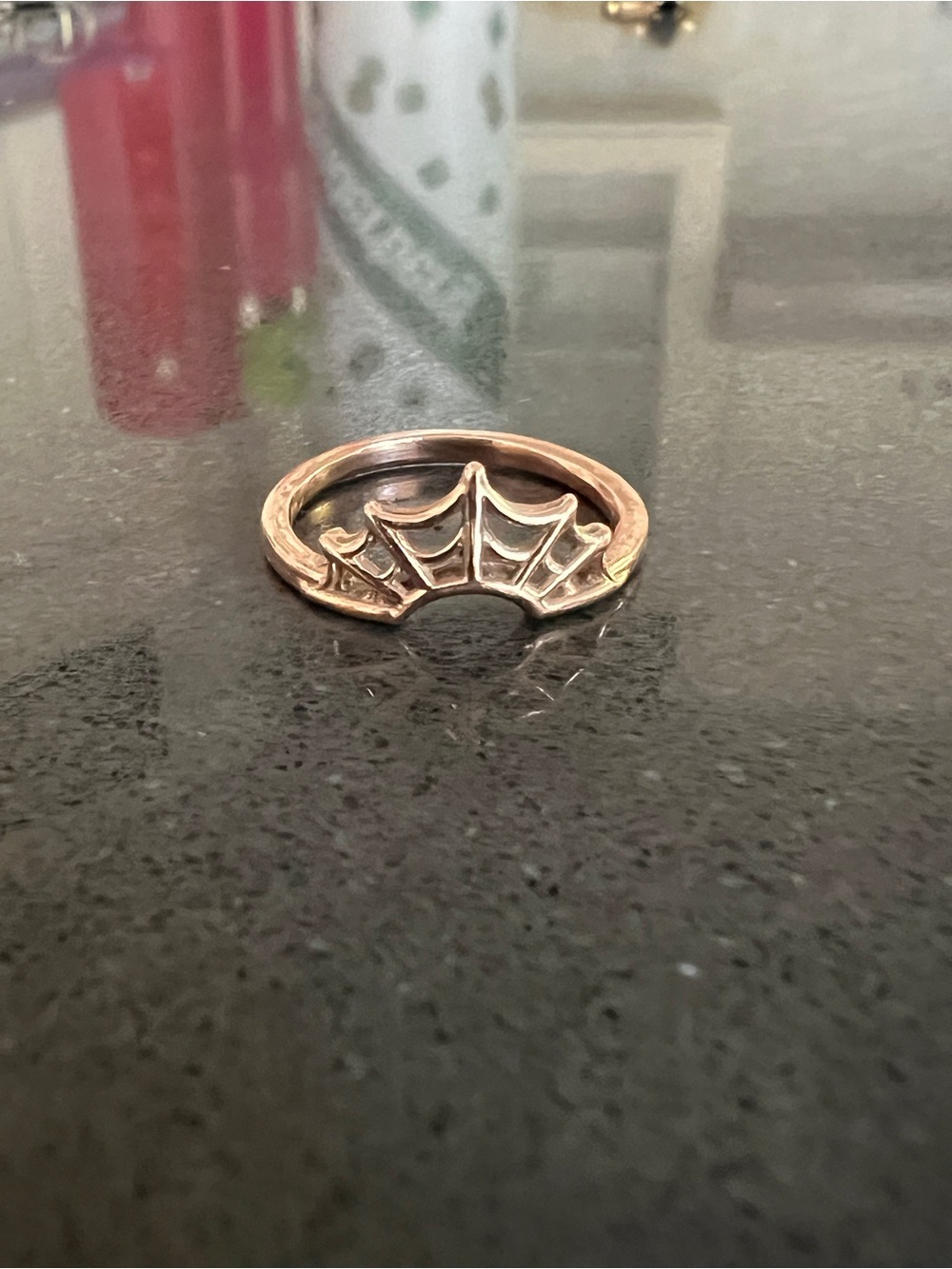 Margaret Cross Rose 10k Gold Web Ring